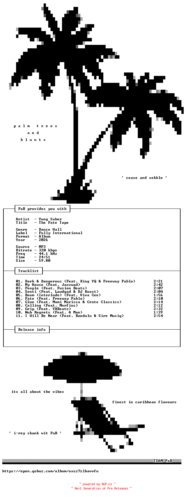 NFO for the release Yung_Saber-The_Fate_Tape-WEB-2026-PaB by PaB