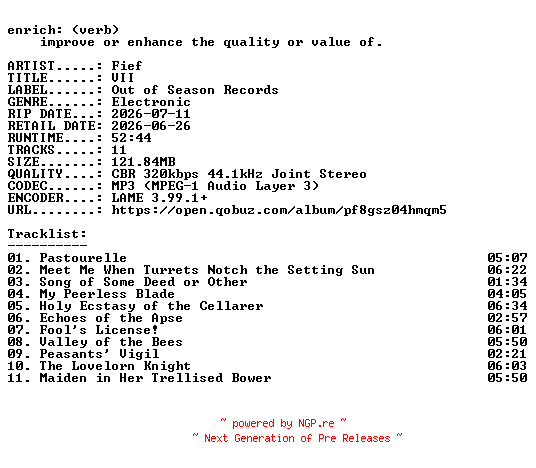 NFO for the release Fief-VII-WEB-2026-ENRiCH by ENRiCH