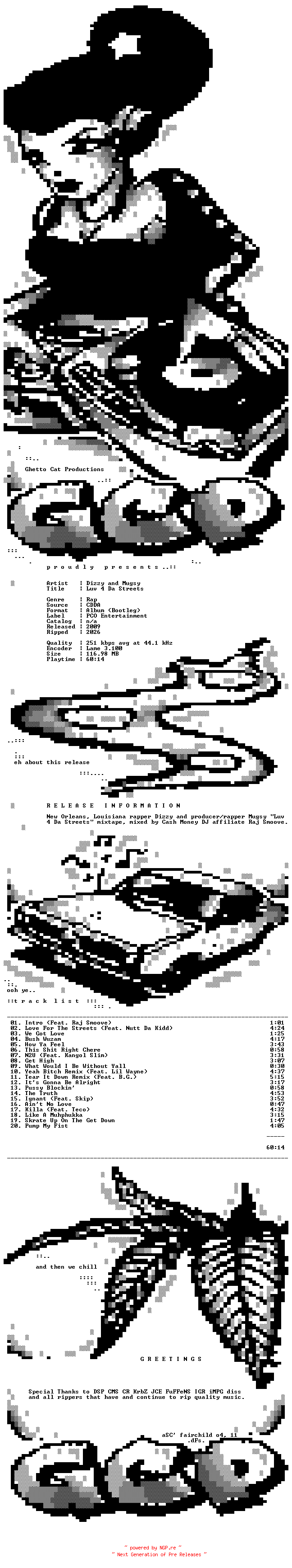 NFO for the release Dizzy_and_Mugsy-Luv_4_Da_Streets-Bootleg-2009-GCP by GCP