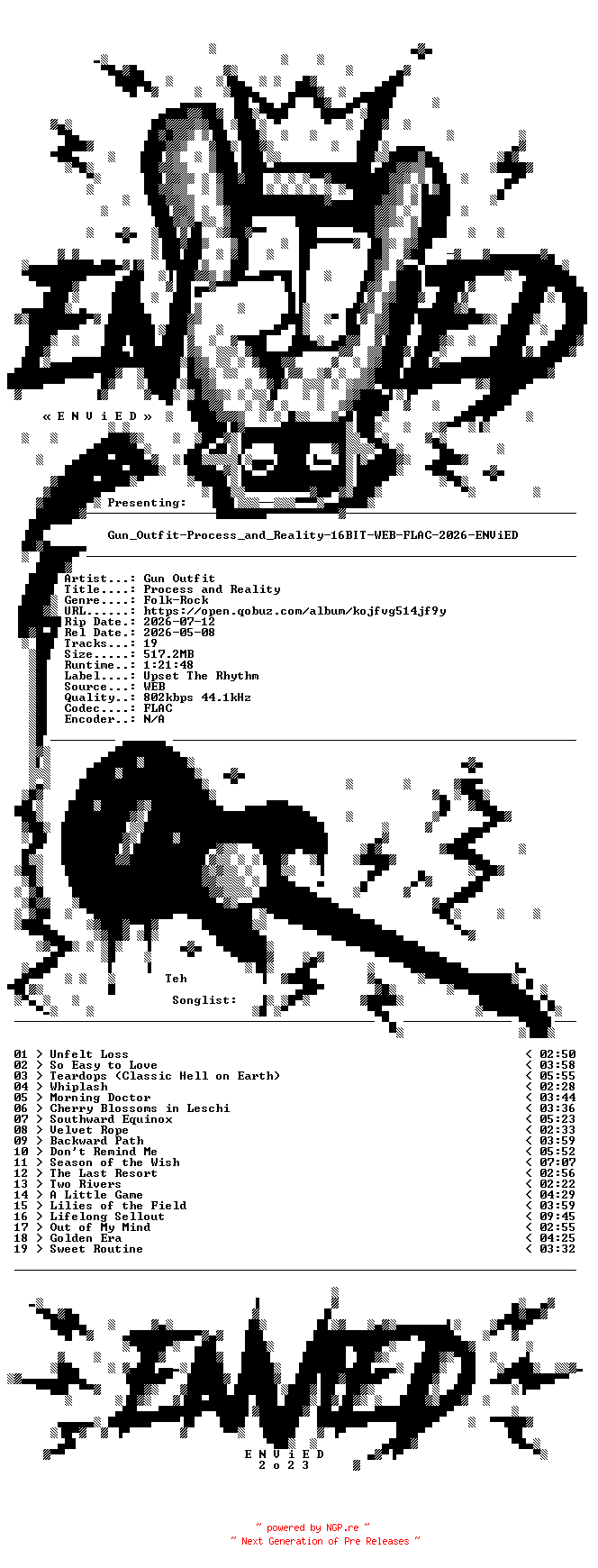 NFO for the release Gun_Outfit-Process_and_Reality-16BIT-WEB-FLAC-2026-ENViED by ENViED