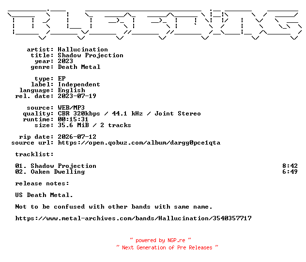NFO for the release Hallucination-Shadow_Projection-EP-WEB-2023-BLEEDiNG by BLEEDiNG