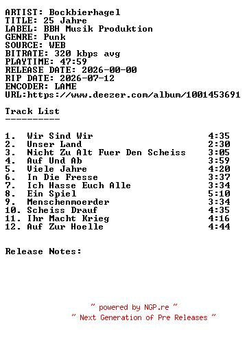 NFO for the release Bockbierhagel-25_Jahre-WEB-DE-2026-SDR by SDR