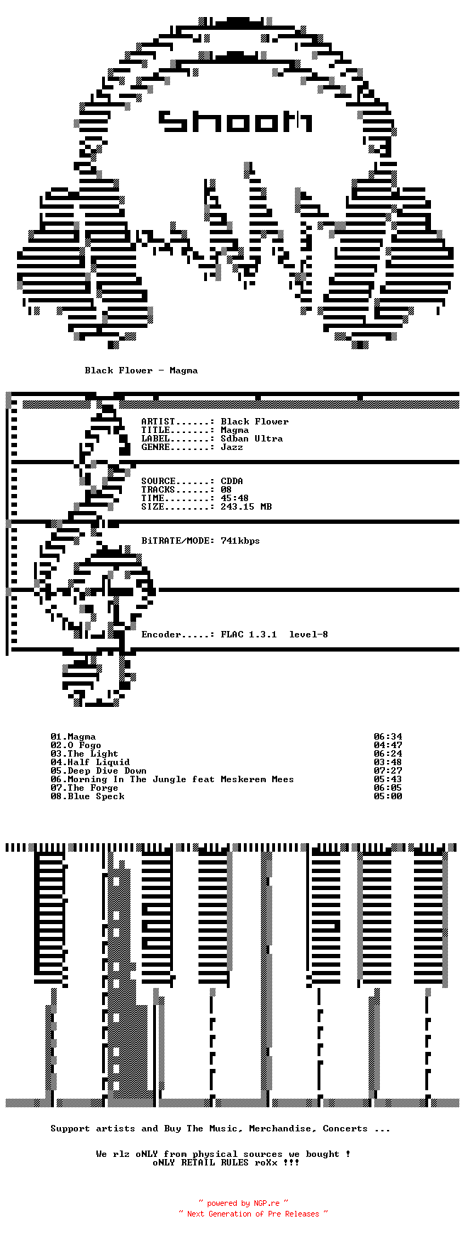NFO for the release Black_Flower-Magma-CD-FLAC-2022-SNOOK by SNOOK