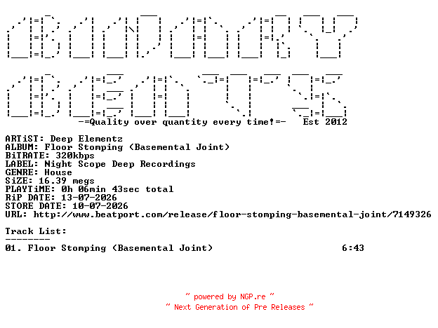 NFO for the release Deep_Elementz-Floor_Stomping_(Basemental_Joint)-(NSDR154)-SINGLE-WEB-2026-BB by BB