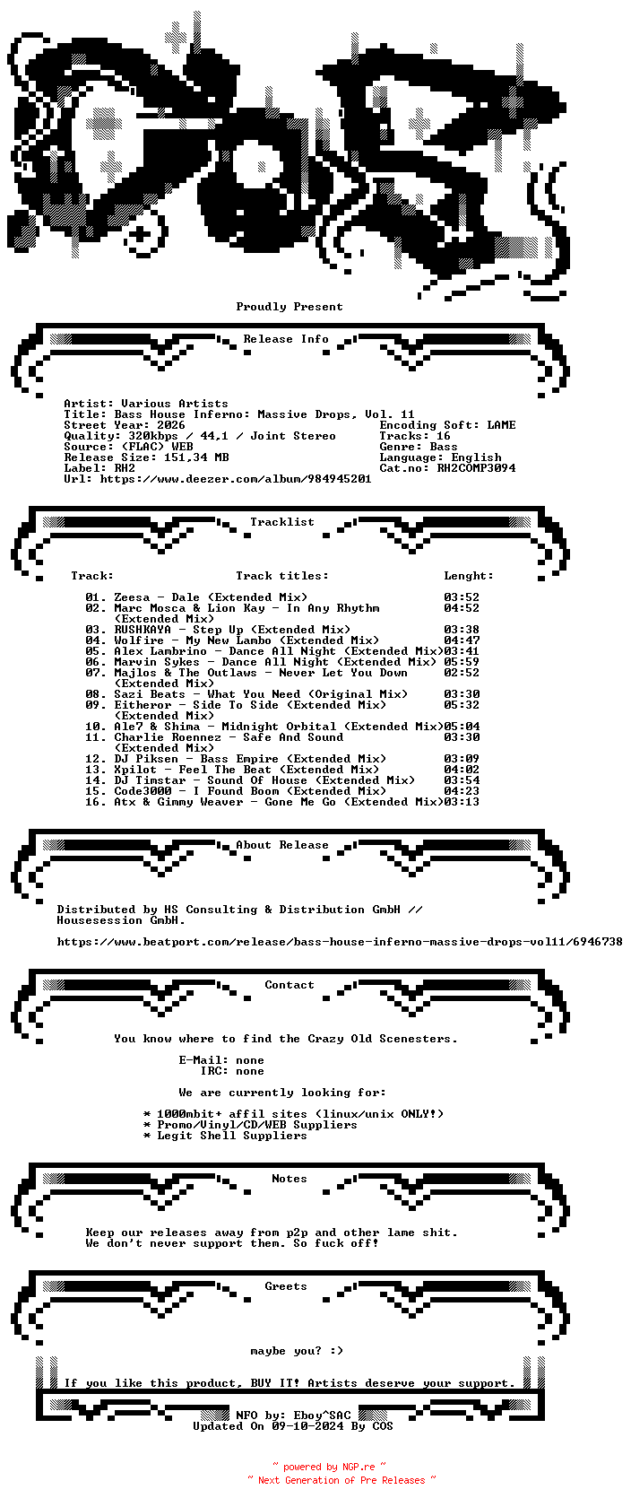NFO for the release VA-Bass_House_Inferno_Massive_Drops_Vol._11-(RH2COMP3094)-WEB-2026-COS by COS