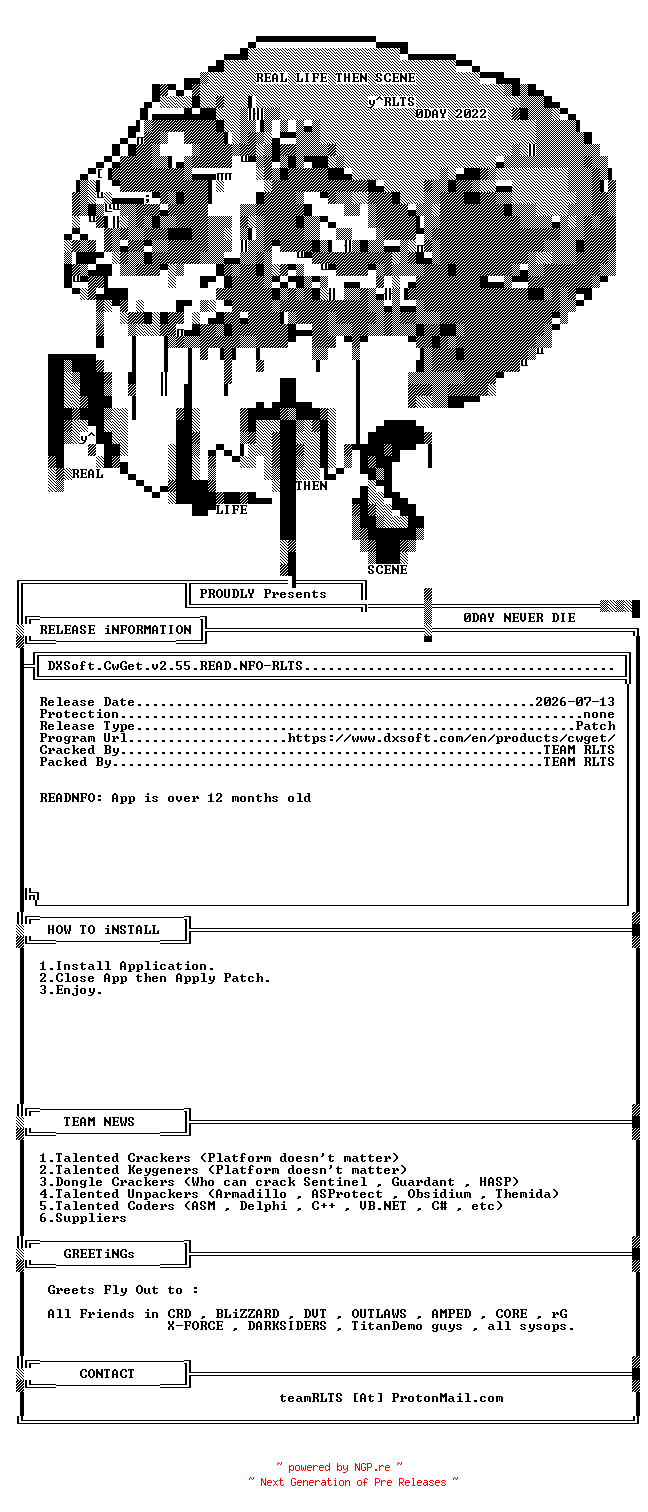 NFO for the release DXSoft.CwGet.v2.55.READ.NFO-RLTS by RLTS