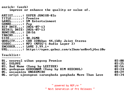 NFO for the release SUPER_JUNIOR-83z-Promise-EP-WEB-KR-2026-ENRiCH by ENRiCH