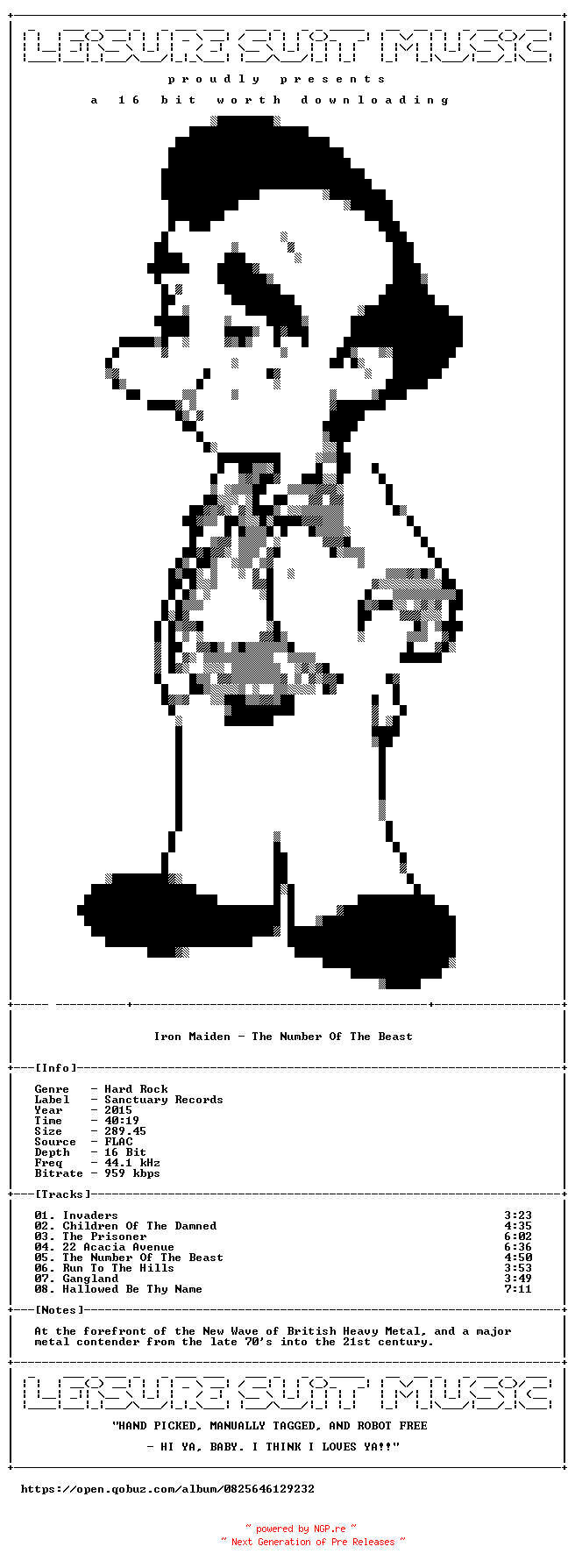 NFO for the release Iron_Maiden-The_Number_Of_The_Beast-Remastered-16BIT-WEB-FLAC-2015-LSM by LSM
