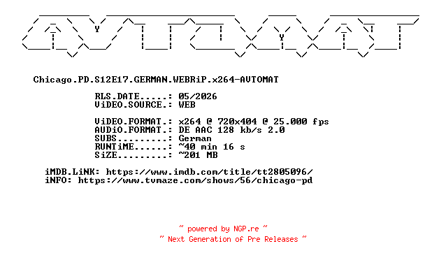 NFO for the release Chicago.PD.S12E17.GERMAN.WEBRiP.x264-AVTOMAT by AVTOMAT