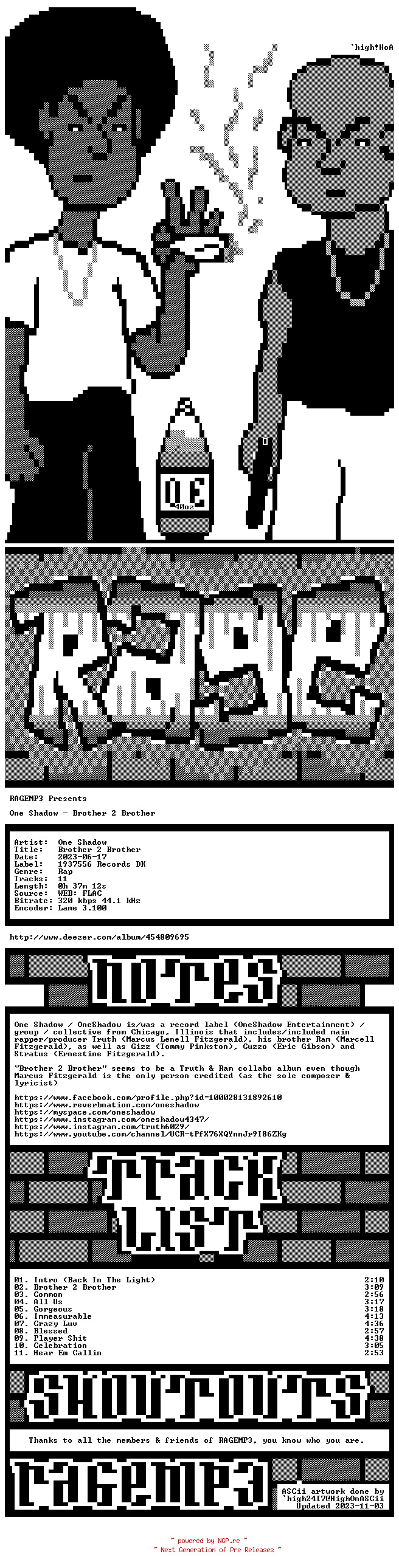 NFO for the release One_Shadow-Brother_2_Brother-WEB-2023-RAGEMP3 by RAGEMP3