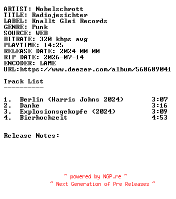NFO for the release Nobelschrott-Radiojesichter-WEB-DE-2024-SDR by SDR