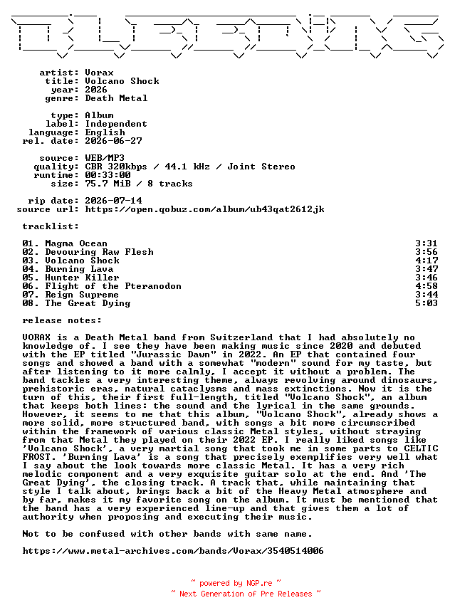 NFO for the release Vorax-Volcano_Shock-WEB-2026-BLEEDiNG by BLEEDiNG