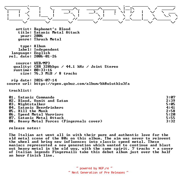 NFO for the release Baphomets_Blood-Satanic_Metal_Attack-WEB-2006-BLEEDiNG by BLEEDiNG