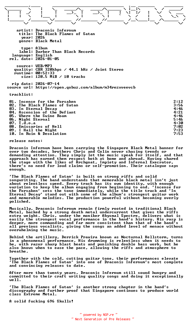 NFO for the release Draconis_Infernum-The_Black_Flames_of_Satan-WEB-2026-BLEEDiNG by BLEEDiNG