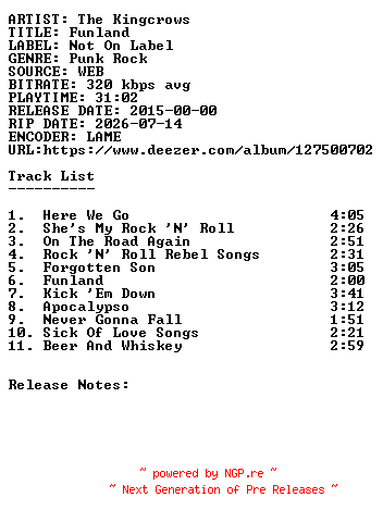 NFO for the release The_Kingcrows-Funland-WEB-2015-SDR by SDR
