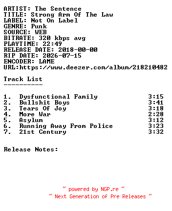 NFO for the release The_Sentence-Strong_Arm_Of_The_Law-WEB-2018-SDR by SDR