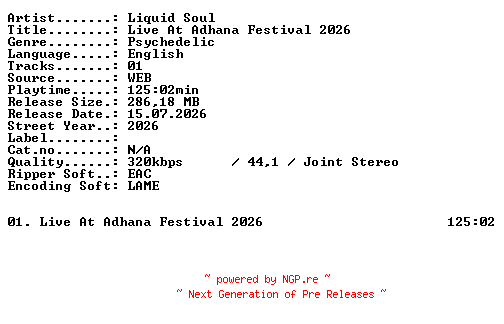 NFO for the release Liquid_Soul-Live_At_Adhana_Festival_2026-WEB-2026-XTC_iNT by XTC_iNT