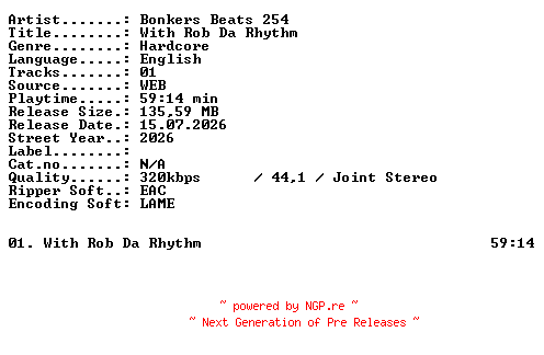 NFO for the release Bonkers_Beats_254-With_Rob_Da_Rhythm-LIVE-WEB-2026-XTC_iNT by XTC_iNT