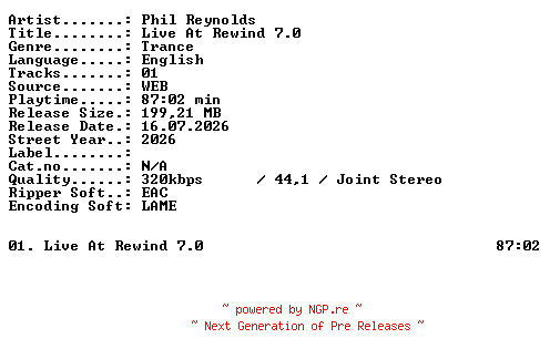 NFO for the release Phil_Reynolds-Live_At_Rewind_7.0-WEB-2026-XTC_iNT by XTC_iNT