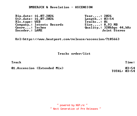 NFO for the release BMBERJCK_And_Revelation_-_ASCENSION-(INT033)-SINGLE-WEB-2026-FMC by FMC