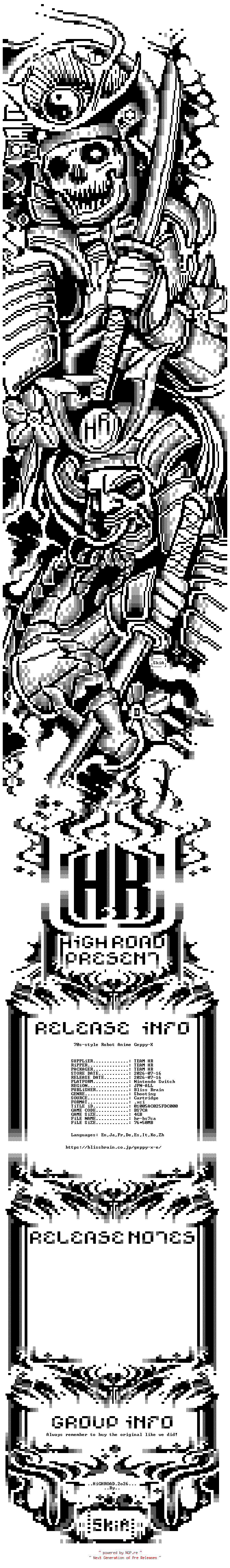 NFO for the release 70s-style_Robot_Anime_Geppy-X_NSW-HR by HR