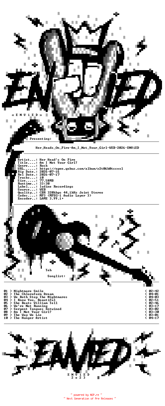 NFO for the release Her_Heads_On_Fire-Am_I_Not_Your_Girl-WEB-2026-ENViED by ENViED