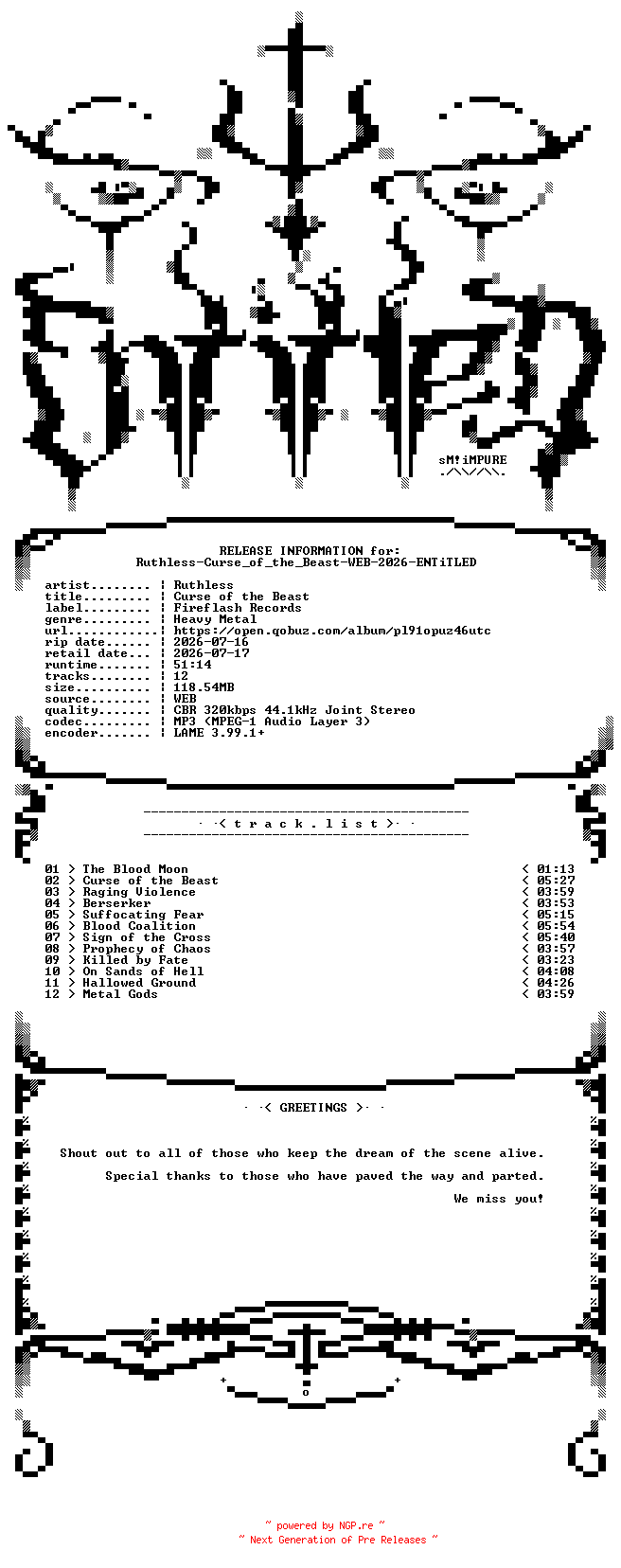 NFO for the release Ruthless-Curse_of_the_Beast-WEB-2026-ENTiTLED by ENTiTLED