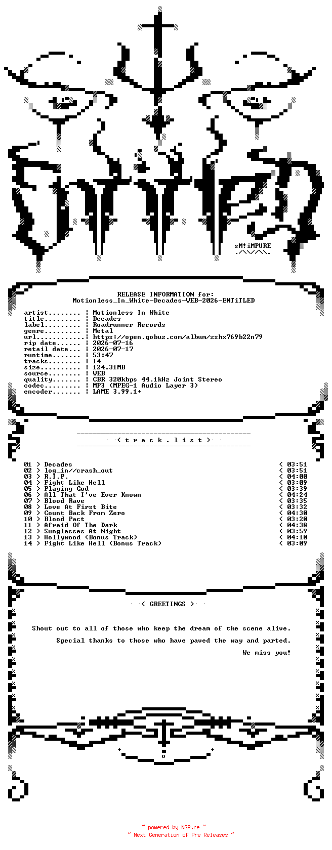 NFO for the release Motionless_In_White-Decades-WEB-2026-ENTiTLED by ENTiTLED