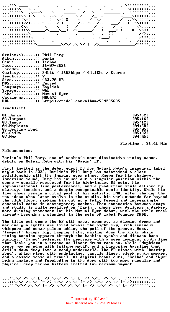 NFO for the release Phil_Berg-Darin-MR047D-24BIT-WEB-FLAC-2026-WAVED by WAVED
