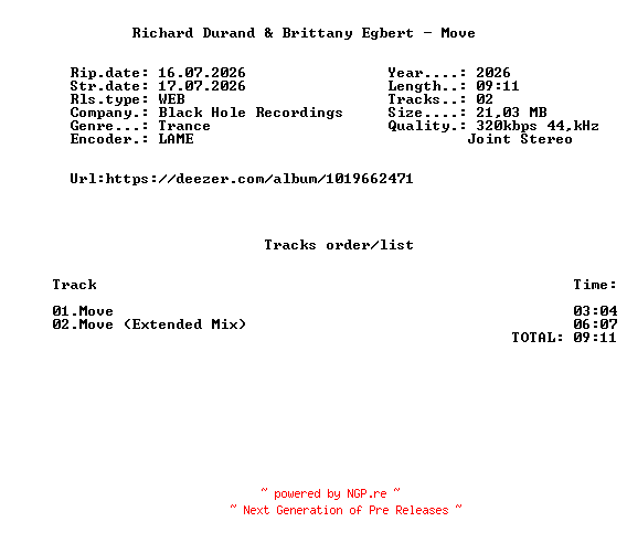 NFO for the release Richard_Durand_And_Brittany_Egbert_-_Move-(BH1687-0)-WEB-2026-FMC by FMC