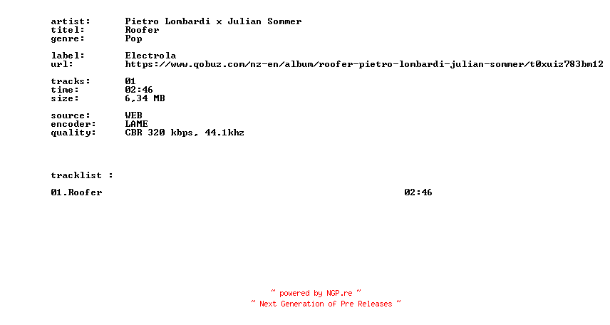 NFO for the release Pietro_Lombardi_X_Julian_Sommer_-_Roofer-SINGLE-WEB-DE-2026-BITCOINS by BITCOINS
