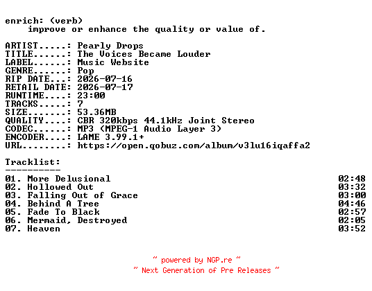 NFO for the release Pearly_Drops-The_Voices_Became_Louder-EP-WEB-2026-ENRiCH by ENRiCH
