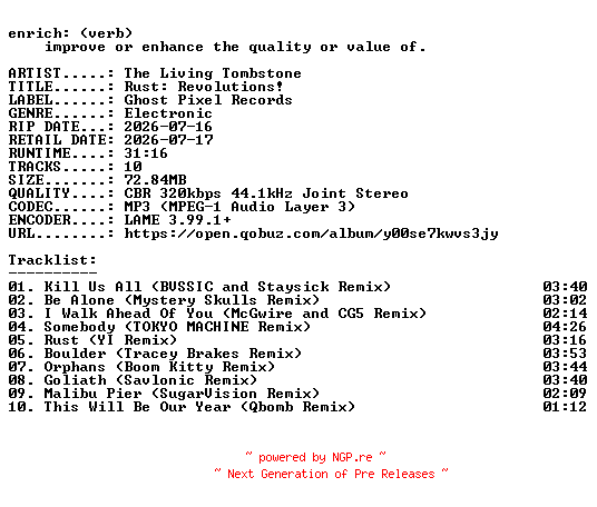 NFO for the release The_Living_Tombstone-Rust_Revolutions-WEB-2026-ENRiCH by ENRiCH