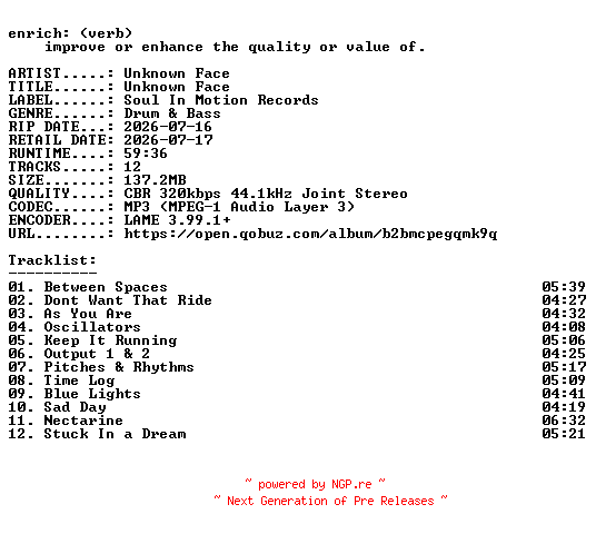 NFO for the release Unknown_Face-Unknown_Face-WEB-2026-ENRiCH by ENRiCH