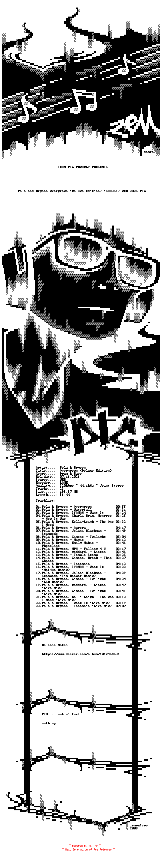 NFO for the release Pola_and_Bryson-Overgrown_(Deluxe_Edition)-(SHA351)-WEB-2026-PTC by PTC