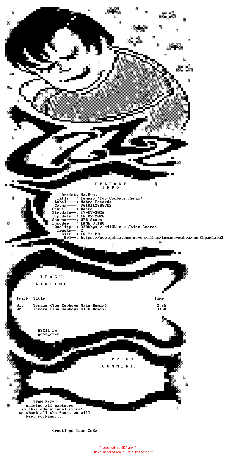 NFO for the release Ma.Bra._-_Temazo_(Two_Cowboys_Remix)-(3618112805702)-WEB-SP-2026-ZzZz by ZzZz