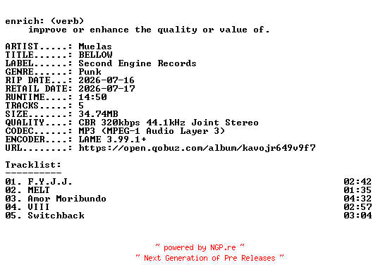 NFO for the release Muelas-BELLOW-EP-WEB-ES-2026-ENRiCH by ENRiCH