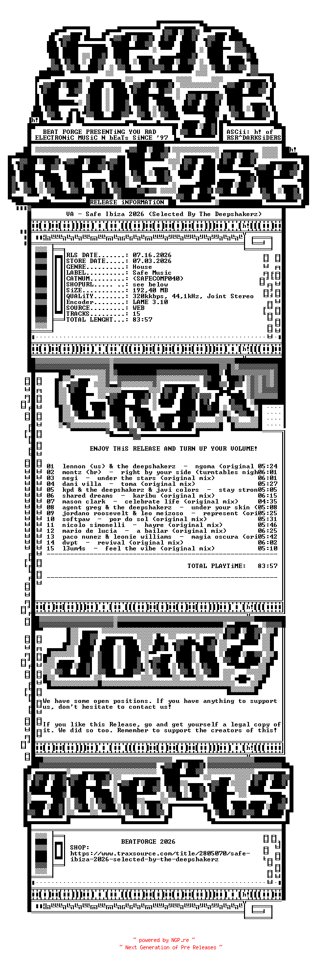 NFO for the release VA-Safe_Ibiza_2026_(Selected_By_The_Deepshakerz)-(SAFECOMP040)-WEB-2026-BF by BF