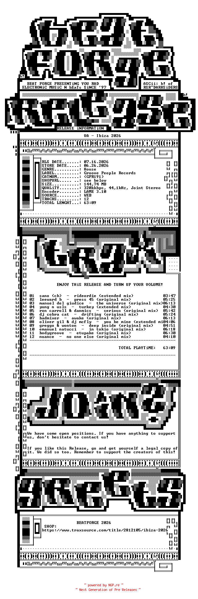 NFO for the release VA-Ibiza_2026-(GPR191)-WEB-2026-BF by BF