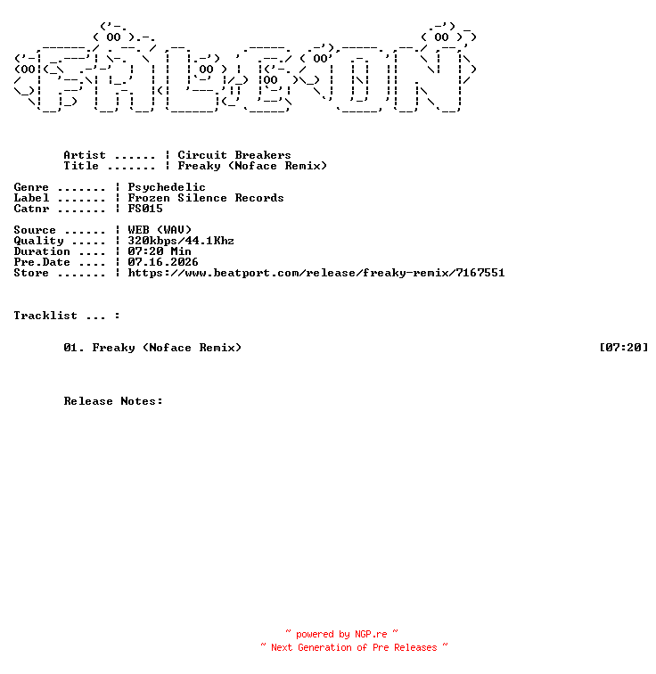 NFO for the release Circuit_Breakers-Freaky_Noface_Remix-(FS015)-SINGLE-WEB-2026-FALCON by FALCON