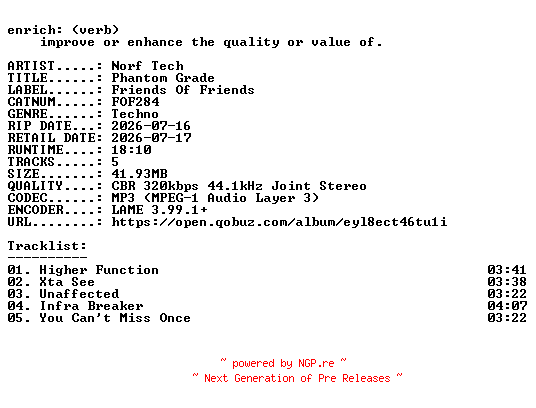 NFO for the release Norf_Tech-Phantom_Grade-(FOF284)-WEB-2026-ENRiCH by ENRiCH