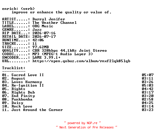 NFO for the release Darryl_Jenifer-The_Weather_Channel-WEB-2026-ENRiCH by ENRiCH