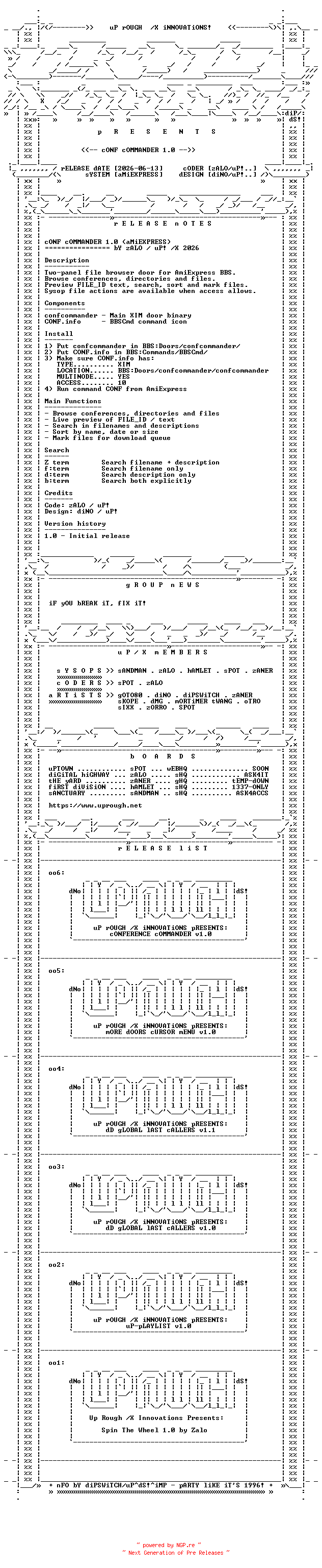 NFO for the release Conf_Commander_v1.0_AmiExpress_AMIGA-UPROUGH by UPROUGH