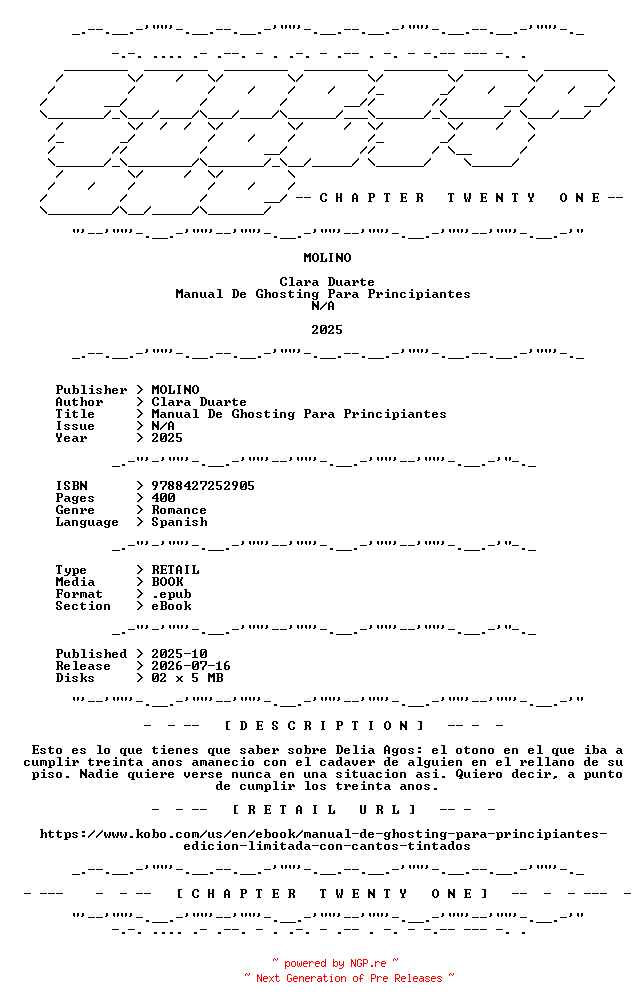 NFO for the release Clara.Duarte.-.Manual.De.Ghosting.Para.Principiantes.2025.SPANISH.RETAIL.EPUB.eBook-CTO by CTO