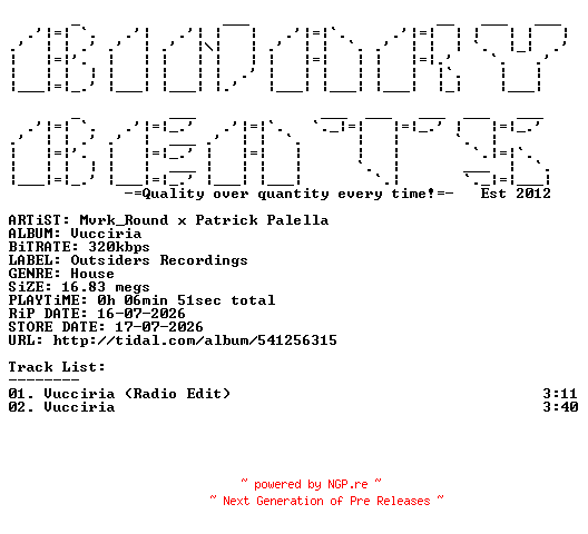 NFO for the release Mvrk_Round_x_Patrick_Palella-Vucciria-(OR00207)-WEB-2026-BB by BB