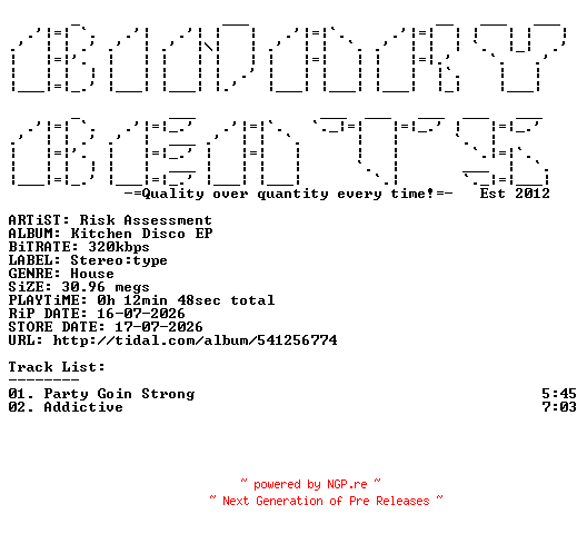 NFO for the release Risk_Assessment-Kitchen_Disco_EP-(ST085)-WEB-2026-BB by BB