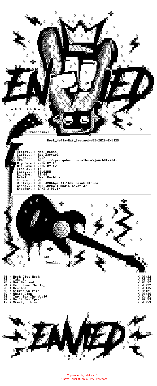 NFO for the release Mock_Media-Rat_Bastard-WEB-2026-ENViED by ENViED