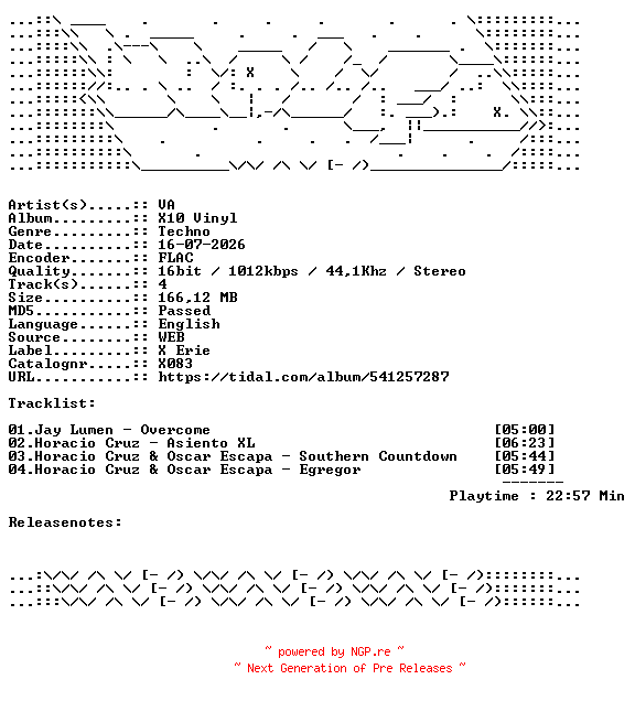 NFO for the release VA-X10_Vinyl-X083-16BIT-WEB-FLAC-2026-WAVED by WAVED
