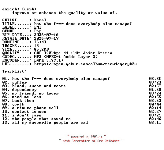 NFO for the release Kamal-how_the_f---_does_everybody_else_manage-WEB-2026-ENRiCH by ENRiCH