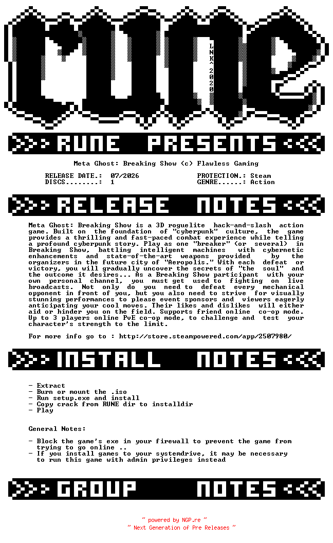 NFO for the release Meta.Ghost.Breaking.Show-RUNE by RUNE